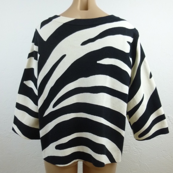 Chico's Sweaters | Chicos Black Cream Cardigan Sweater Jacket 2 L | Poshmark